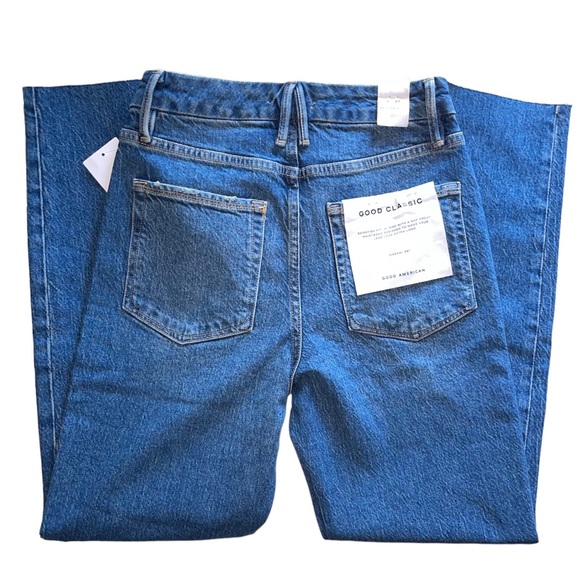 NWT Good American Good Classic Raw Hem High Rise Jeans Blue940 - Picture 4 of 10